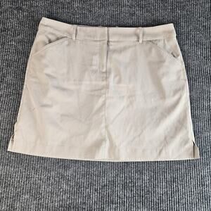 Callaway Golf Skort Womens 14 Beige Khaki Opti-Dri Stretch Lined Zip Fly Pockets